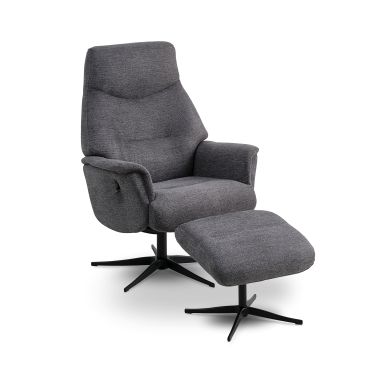 Villads Stol med fodskammel Loft stof anthracite/sort metal sokkel og sædehøjdejusterbar  Seng og st