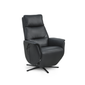 NICOLAI STOL 3 MOTOR MED INDBYGSKAMMEl OG LFTSD   SORT SEMI ANILINE LDER /METAL FOD