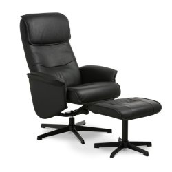 LEXPO  CHRISTIAN stol med skammel  sort lder/pvc sort fod  