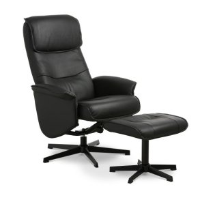 LEXPO  CHRISTIAN stol med skammel  sort lder/pvc sort fod  