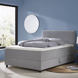 SPACE DREAMS SENG MED OPBEVARING 140X200 UNDEN TOPMADRES  lys gr unden gavl  