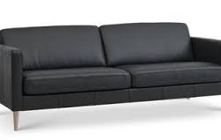  ASk  SOFA 2,5  sort lder  semianilin H L:180 cm D:86cm H:80cm  