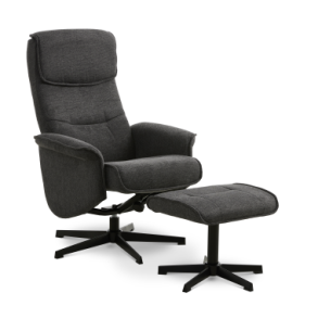  LEXPO  CHRISTIAN stol med skammel  stof ANTRACITE  sort fod 