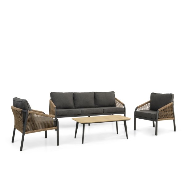 Cuba sofa med 2 stol og bord  - aluminium med fledt