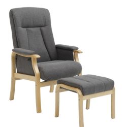 LEXPO Oxford otium stol med skammel i sort lder/pvc lys stel  